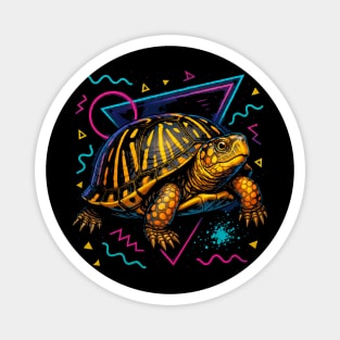 Retro Neon Ornate Box Turtle Magnet